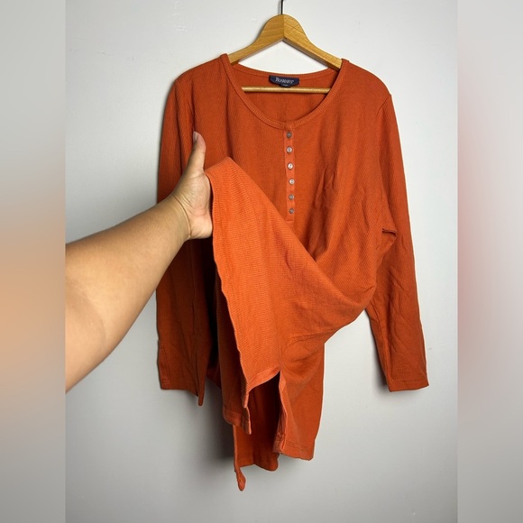 Roaman’s Blouse Top Henley Long Sleeve Thermal Waffle Plus Size 22-24 1X - Picture 3 of 9